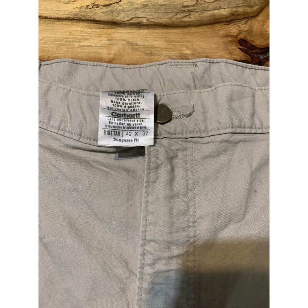 Carhartt B151 TAN Canvas Dungaree Fit Work Pants Mens 42x32 Khaki Tan‎